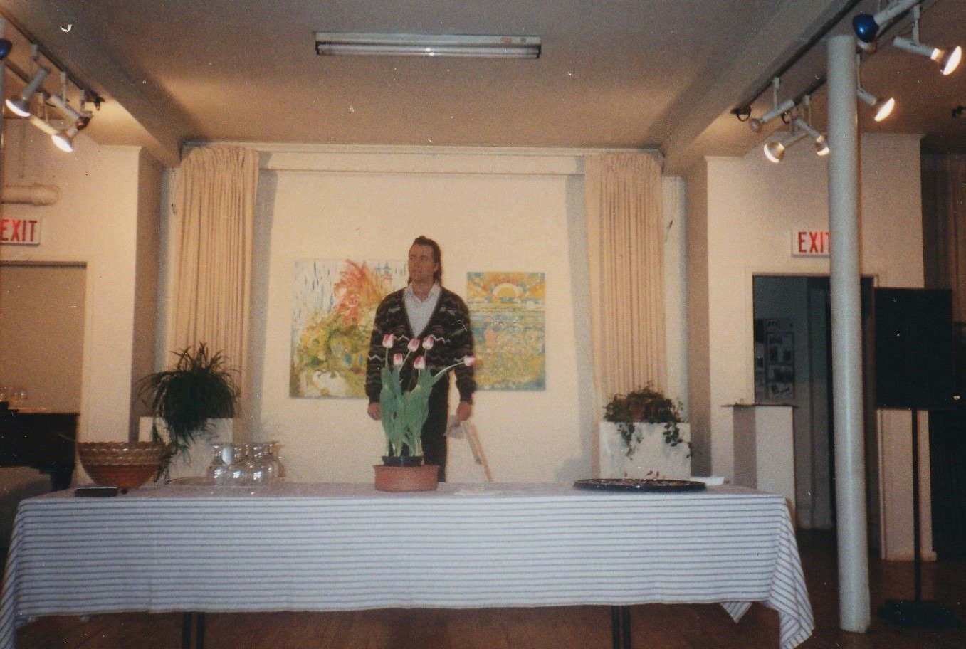 Larry Hilburger at his Imaginations solo exhibition, Adams Art Gallery, Dunkirk NY, 1993