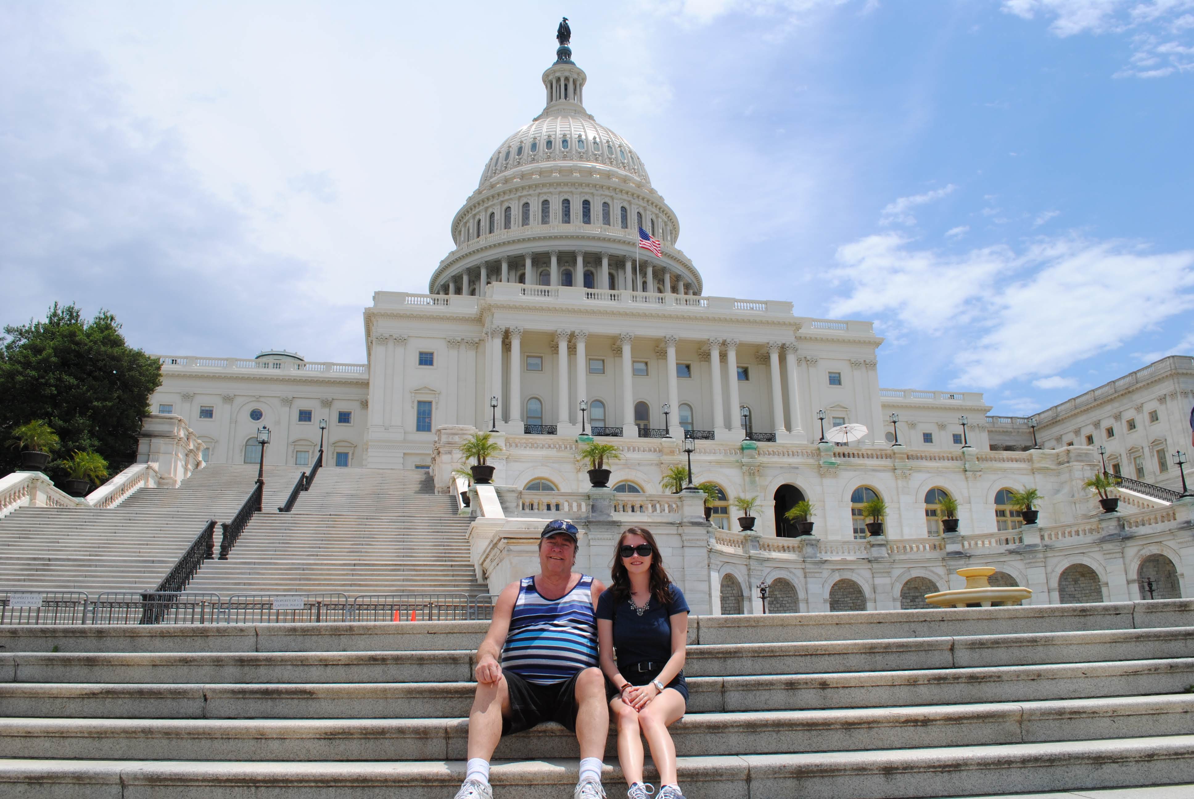 Larry on the steps of the U.S. Capitol with his daughter Kim, 2017