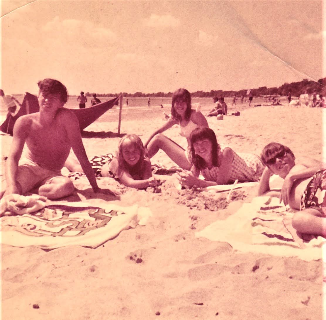 The siblings on the sand at Long Beach, Canada, 1965