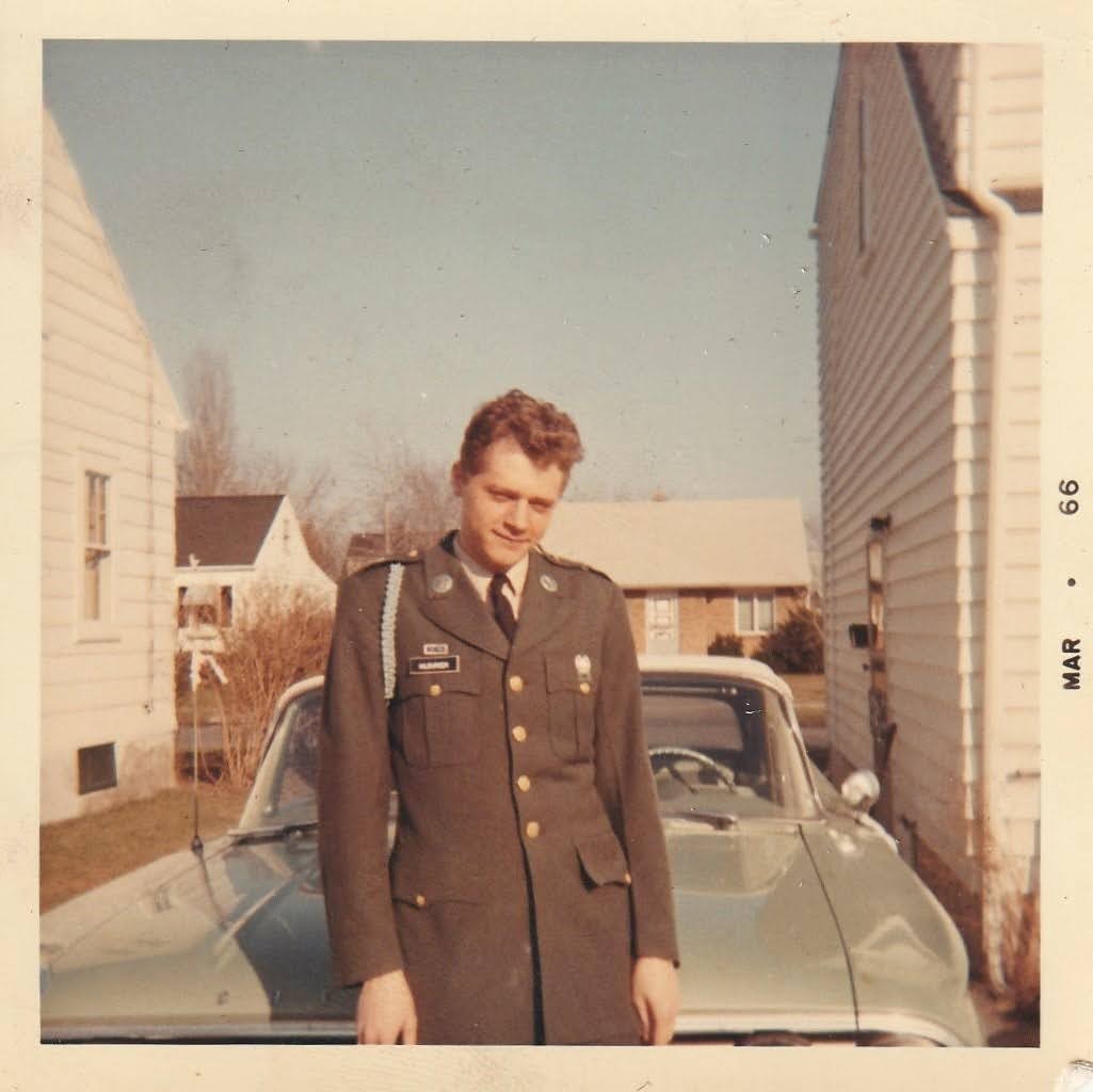 Mike home on leave in U.S. Army dress uniform, March 1966